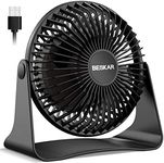 BESKAR USB Small Desk Fan, Portable Fans with 3 Speeds Strong Airflow, Quiet Operation and 360°Rotate, Personal Table Fan for Home,Office, Bedroom - 3.9 ft Cord