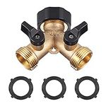 Zocipro Hose Splitter 2 Way, 3/4" Y Valve Garden Hose Connector Garden Brass Manifold, Washing Machine Y Piece for Outdoor, Garden, Courtyard, Lawn, Kitchen