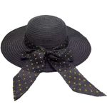 CLOTHERA Lightweight Summer Big Brim Straw Beach Hats for Women (Black)