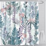 Green Leaves Fabric Decorative Shower Curtain for Bathroom -120GSM Lightweight but Durable Waterproof Fabric with 12x Reinforced Grommets & Hooks, No Liner Needed 71”x71”