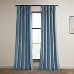 HPD Half Price Drapes Heritage Plush Velvet Curtains 84 Inches Long Room Darkening Curtains for Bedroom & Living Room 50W x 84L, (1 Panel), Denmark Blue