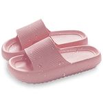 Women Shower Slides Men Sandals Non-Slip Bathroom Slippers Lightweight Thickened Pillow Slides Open-toe Quick Drying Extra Thick Sandals Soft Comfortable EVA Platform Slides Indoor Outdoor Beach Unisex (Pink, numeric_6)