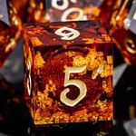 ARUOHHA Liquid Core DND Dice Set, 7pcs Resin Sharp Edged Dice for Dungeons and Dragons, Handmade RPG Dice, Golden Red Polyhedral D&D Dice with Gift Box, Role Playing Dice Set D20 D12 D10 D8 D6 D4