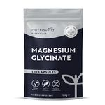 Magnesium Glycinate Supplements 1000mg – 2 x 500mg Magnesium Bisglycinate Caps per Serving - 120 High Strength Capsules Providing 200mg Elemental Magnesium - Magnesium Tablets Alternative - Nutravita