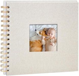 Vienrose Album Photo Scrapbooking en Lin, 20,5 x 20,5 cm, Album Photos Vide avec 40 Pages DIY Livre Photo pour Les Voyages en Famille, Mariage, Noël, Beige