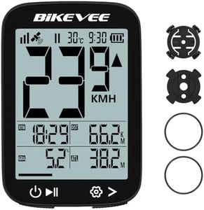 Bikevee Bike Speedometer GPS Wireless Cycling Computer – Auto Start/Stop, Auto Backlight, Waterproof Bicycle Odometer MPH KM/H, 2.4" LCD Display – Black