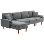 HOMCOM Changeable Sectional Sofa with Changeable Chaise Lounge, Modern Sectional Couch with Pillows, Wooden Legs, L-Shape Corner Sofa for Living Room, Dark Grey