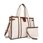 Womanix Women Laptop Tote Bag Canvas Laptop Bag 15.6 Inch Work Shoulder Bags Casual Briefcase Handbag For Travel, Office, College (0046, Beige Tan)