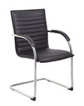 Boss Office Products Boss Chrome Frame, Black Vinyl Side Chair, 2 Pack