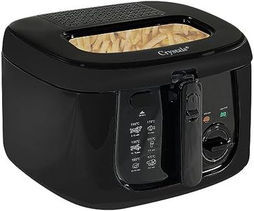 Crystals Electric 2.5L Deep Fryer, Deep Fat Fryer Countertop with Non-Stick Coating, Non-Stick Frying Pan Internal Mesh Basket with Safety Handle + Viewing Window - 1800 Watts (Black)