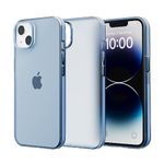 amazon basics Frosted Series | Sleek Translucent Matte Anti-Slip, Drop and Camera Protection| Back Case Cover for iPhone 14 6.1" - Translucent Sierra Blue