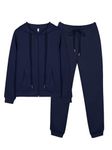 REORIA Women Zip Up Hoodie and Slim Long Pants Warm Cotton Lounge Wear Sets Two Piece Outfit Thick Long Sleeve Tracksuits Full Set Co Ord Sets With Pockets Navy Blue L