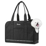 Pawaboo Dog Purse Carrier, Pet Carrier Tote with Pockets, Breathable Soft-Sided Pet Bag with Adjustable Safety Tether Strap for Shopping Travel, Pet Carrier Purse for Small Medium Dog Cat, Black