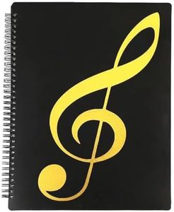 MUROAD Classeur A4 pour Partitions de Musique, Chemises pour Partitions,Permet D'annotations, Elimine L'éblouissement, 60 Pages à Spirales, Rangement de Partitions (noir)