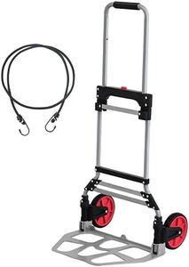 LEADALLWAY 265lbs Capacity Large Size Dolly Cart with Ropes Heavy Duty Folding Hand Truck,Steel Portable Cart with Big Wheels