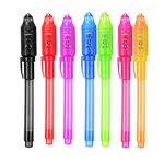 iPang UV Light Pen Set of 7, Invisible Ink Pen Maker, Kids Spy Message Pen with Built-in UV Light for Kids Party Favors Ideas Gifts and Security Marking