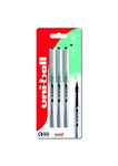 Uni-Ball UB-157D Eye Designer Black Rollerball Pens. Premium Medium 0.7mm Ballpoint Tip for Super Smooth Handwriting, Art and Drawing. Fade and Water Resistant Liquid Uni Super Ink. Pack of 3