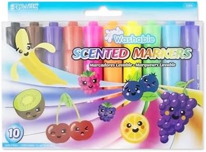 BAZIC Products Washable Fruit Scented Markers Broad Line 10 Color, Chisel Tip Broad Fine Line, Non Toxic Marcadorc Art School Supplies (10/Pack), 24-Packs