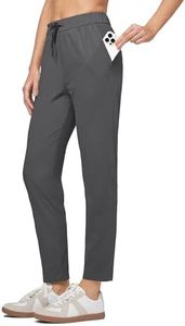Willit Women's Golf Travel Pants Lounge Sweatpants 7/8 Athletic Pants Quick Dry On The Fly Pants Deep Gray S