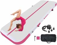 MEKETUM Air Tumbling Track Gymnastics Mat 6.6ft 10ft 13ft 16ft 4/8 Inch Thickness Inflatable Gym Tumble Floor Mats with Air Pump for Home Use/Cheerleading/Yoga/Dance/Water Fun