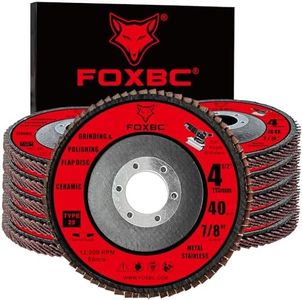 FOXBC 4-1/2 inch Flap Disc for Angle Grinder, 40 Grit, Type 29, Ceramic Grinding and Polishing for Metal, 10 Pack