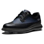 FootJoy Men's Traditions-Wing Tip Golf Shoe, Black/Navy, 10