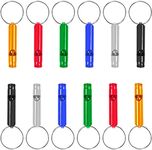 Set of 12 Extra Loud Whistles for Camping Hiking Hunting Outdoors Sports and Emergency Situations, Sturdy but Light Aluminium Key Chain Signals