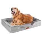 AUSCAT Dog Bed for Large & Medium Dogs -Foam Sofa with Removable Washable Cover, Waterproof Lining and Nonskid Bottom Couch, L, 88L x 64W x 20H cm