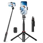 RISEOFLE Selfie Stick Phone Tripod, 130cm Aluminum Alloy Integrated Retractable Tripod for Smartphone, Portable Tripod Stand with Wireless Remote Control for iPhone/Samsung/Android
