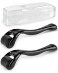lulir Derma Roller For Hair Growth, 2 Pack Titanium Microneedle Roller for Face, Beard & Body, Micro Needling Roller for Skincare & Beard Care, Men and Women (0.5mm & 1.0mm)