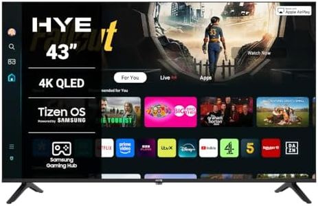 HYE TV - Smart TV, 43" Screen Size, 4K Resolution, QLED Technology, Apple AirPlay, Samsung Tizen OS & Gaming Hub, Versatile Connectivity, Black, Perfect For Streaming, Gaming & Entertainment