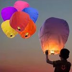 COTTONTEE Sky Lantern Assorted Colour Hot Air Balloon for Diwali/Marriage/Christmas/All Festival with Fuel Wax Candle for Birthday New Year (Pack of 5)