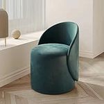 Vanity Chair With Upholstery - Comfy Barrel Club Chair For Bedroom Living Room - 360° Swivel Side Chair For Makeup