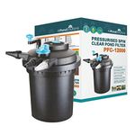 AllPondSolutions Pressurised Koi Fish Pond Filter with UV Steriliser - 2-in-1 Biological, Mechanical UV Pond Filter System - Easy to Clean & Maintain - For Outdoor Ponds Up to 12000 Litres - PFC-12000