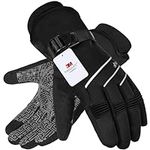 MOREOK Waterproof & Windproof -30°F Winter Gloves for Men/Women, 3M Thinsulate Thermal Gloves Touch Screen Warm Gloves for Skiing,Cycling,Motorcycle,Running-Black-L