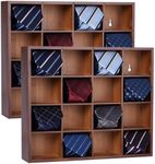 Ribgwo Tie Organizer Wall Mounted Tie Rack,Tie Box for Men,Tie Box Organizer with 16 Compartments，Tie Display Racks for Bedroom, Changing Room, Men Wardrobe(Brown,2 PCS)