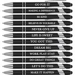 Zonon 12 Pieces Inspirational Motivational Pens Fine Point Smooth Writing Pens Fun Quotes Ballpoint Pens School Office Gifts for Corworkers Students(Black,Motivational Style)