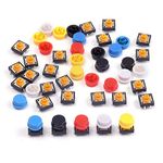 25Pcs 12x12x7.3mm Momentary Tact Tactile Push Button Switch Touch Switch Micro Switch 4 Pins SMD PCB with Cap for Arduino