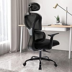 KERDOM Ergonomic Office Chair, Home Desk Chair, Comfy Breathable Mesh Task Chair, High Back Thick Cushion Computer Chair with Headrest and 3D Armrests, Adjustable Gaming Chair (KD9070-Black)
