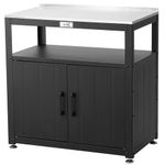 Feasto Garden Potting Bench with Storage Cabinet, Germination Work Table with Stainless Steel Tabletop for Storing Greenhouse and Outdoor, Ideal for Garden Items, 80x45x81 cm