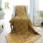 Royal Therapy Weighted Blanket - Heavy 100% Cotton Blankets with Premium Glass Beads (60''x80'' 25lbs, Satin Gold), Suitable for One Person (~250lb) - Use on Queen/King Bed