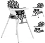 Dream On Me Curio Sit N Seek 3 in 1 Convertible Baby High Chair in Grey, Removable and Adjustable Tray, Portable High Chair, Adjustable Legs, Detachable Footrest, PU Fabric & 5 Point Safety Harness