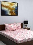 Bombay Dyeing Vista 144 TC Microfiber Peach Queen Size Bedsheet with 2 Pillow Covers