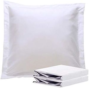 1000TC Luxury Ultra Soft Plain Colour Pillowcases (2 European Pillowcases 65x65cm, White)