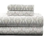 Pointehaven Heavy Weight Printed Flannel Sheet Set, King, Paisley Sage