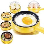 Hoshila172 Automatic 2 in 1 Multi Functional Electric 7 Egg Boiler Roaster Heater Fryer/Egg Cooker/Steamer with Non-Stick Frying Pan (Multicolour)