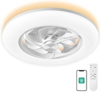 Ceiling Fans with Lights- Low Profile Ceiling Fan with Light 22" LED Dimmable Ceiling Fans with Remote Control,Smart 3 Light Color and 6 speeds 8 Blades