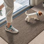 LEKEEPGO Door Mat Indoor 43 x 75 cm, Non-Slip Doormat, Washable Dirt Trapper Mat, Thin Door Mat, Absorbent Entrance Rug, Clean Mat, Entrance Mat for Indoor, Brown