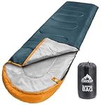 MEREZA Sleeping Bags XL for Adults Mens Large Wide Sleeping Bag for Camping & Backpacking Big and Tall Sleeping Bags for Women 4 Season Warm & Cool Weather with Compression Sack 20-32°F(Blue&Yellow)