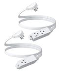 DEWENWILS 3 Outlet Extension Cord with Flat Plug, 3FT 16/3 Awg Grounded Power Cable for Indoor Use, SPT-3 Cord, White, ETL Listed, 2 Pack